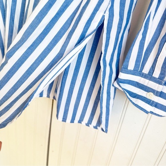 Madewell Size L Striped The Signature Poplin Oversized Shirt in pure blue NEW! - Picture 7 of 8